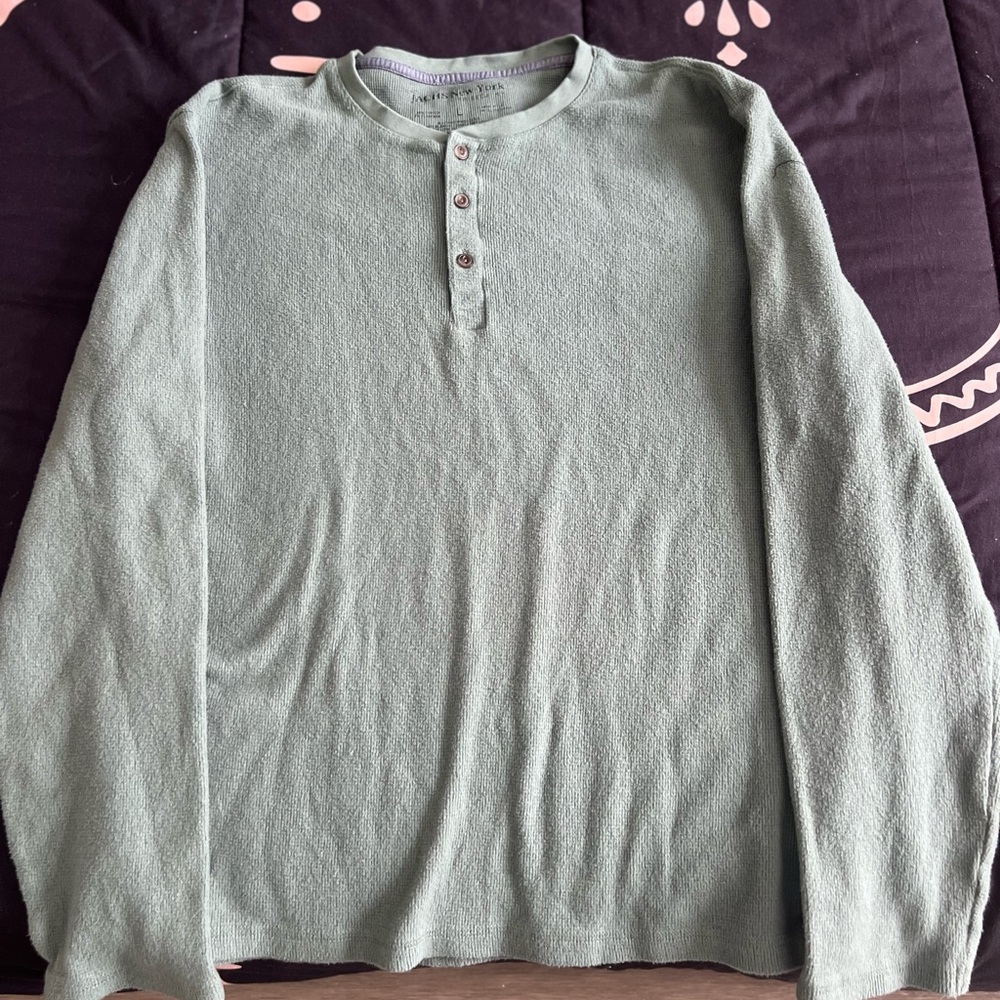 Green Long Sleeve Henley Shirt